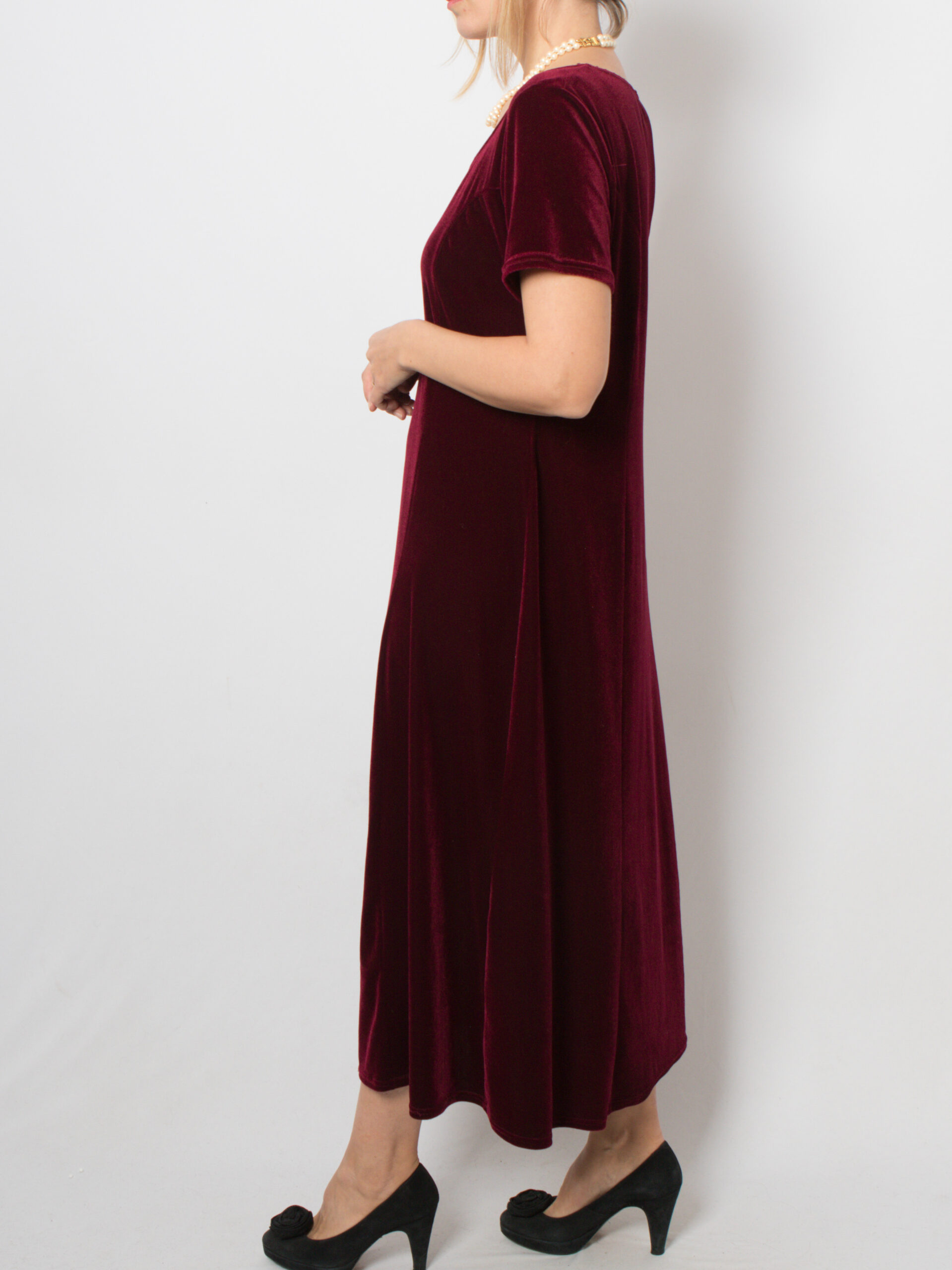 Vintage Burgundy Midi Velvet Dress Vintage Burgundy Midi Velvet Dress - Image 3