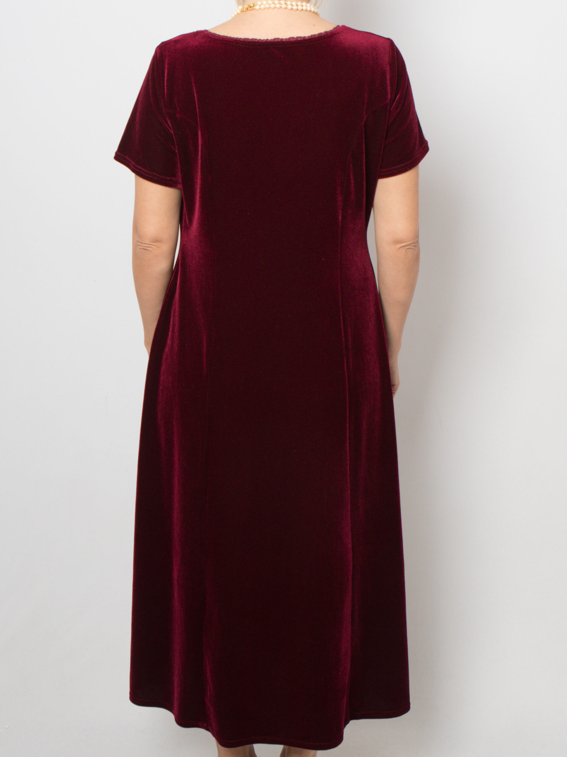 Vintage Burgundy Midi Velvet Dress Vintage Burgundy Midi Velvet Dress - Image 4