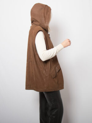 Vintage Hooded Leather Vest