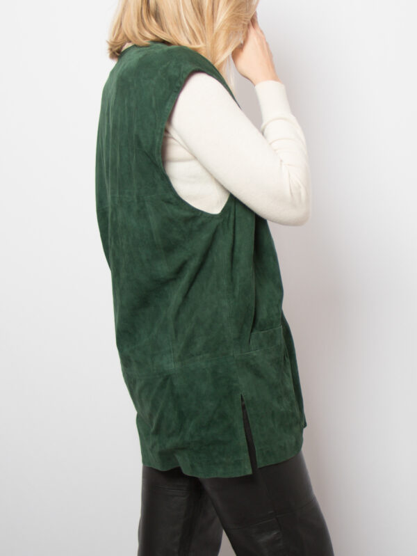 RARE Vintage Forest Green Suede Vest - Image 3