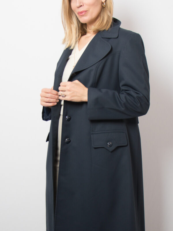 Vintage French Navy Trench Coat - Image 2