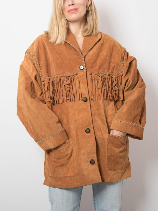 Rustic Vintage Fringed Suede Jacket