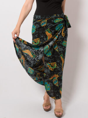90s Maxi Wrap Skirt Sea print