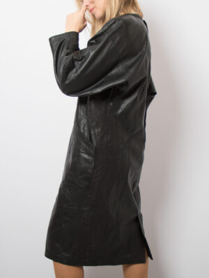 1980s Oversized Black Leather Dress