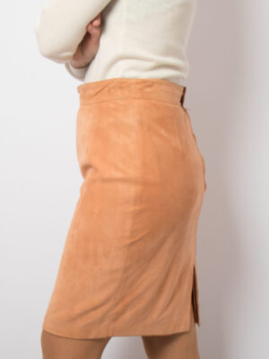 80s Orange Suede Skirt Women