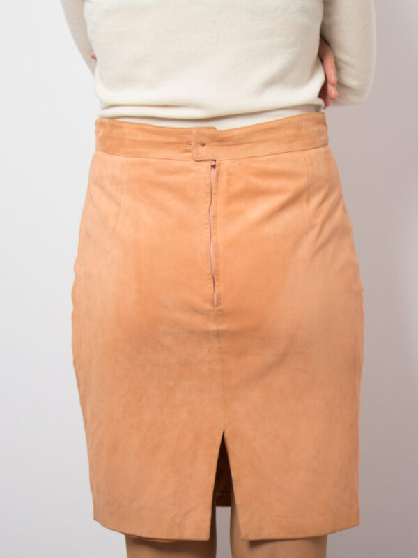80s Orange Suede Skirt Women - Image 2