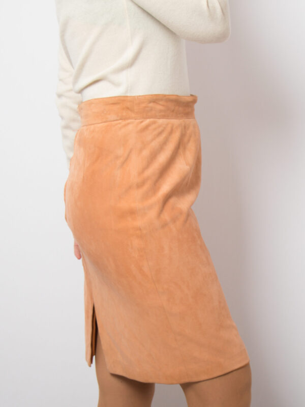 80s Orange Suede Skirt Women - Image 3