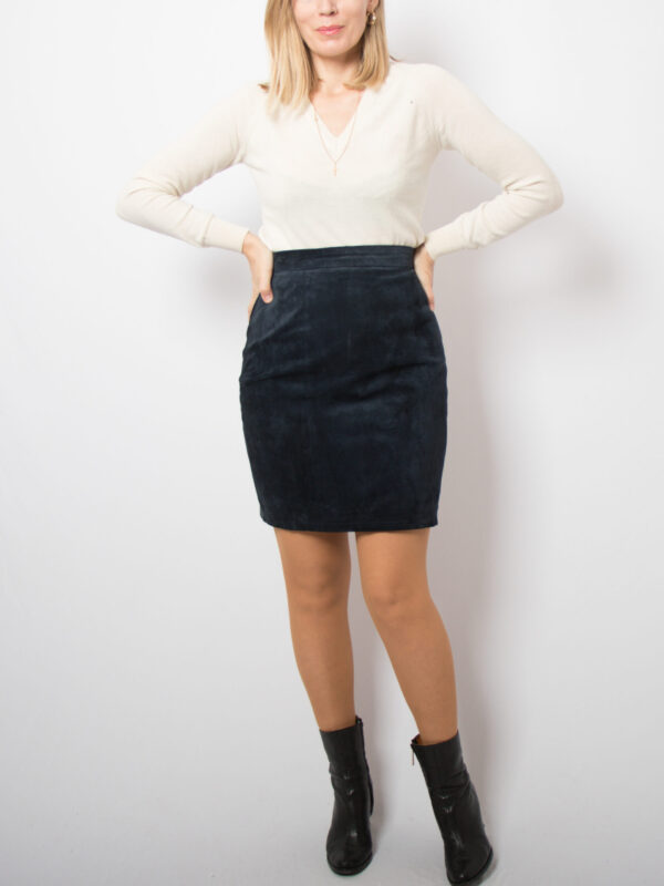 90s Blue Mini Suede Skirt Women - Image 2