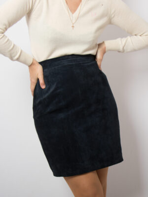 90s Blue Mini Suede Skirt Women