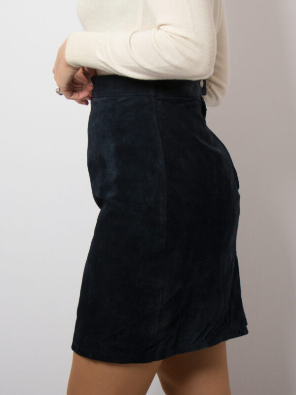 90s Blue Mini Suede Skirt Women - Image 3