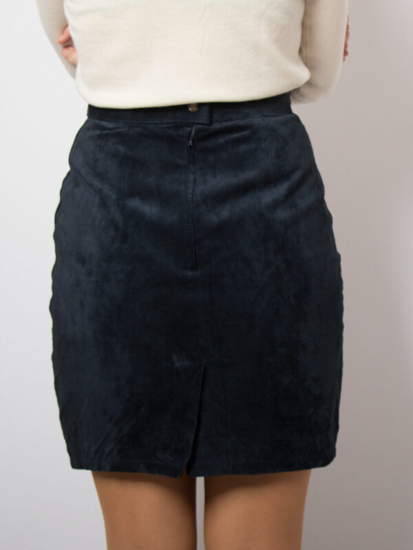 90s Blue Mini Suede Skirt Women - Image 4