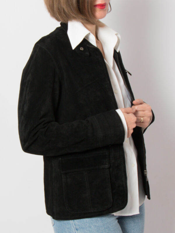 Vintage Black Suede Jacket Women - Image 4