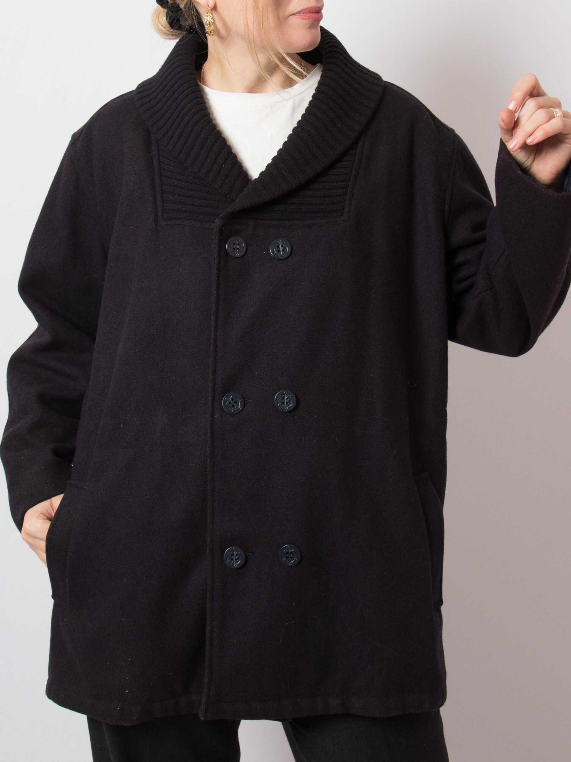 90s Marlboro Navy Pea Coat Men 90s Marlboro Navy Pea Coat Men - Image 4