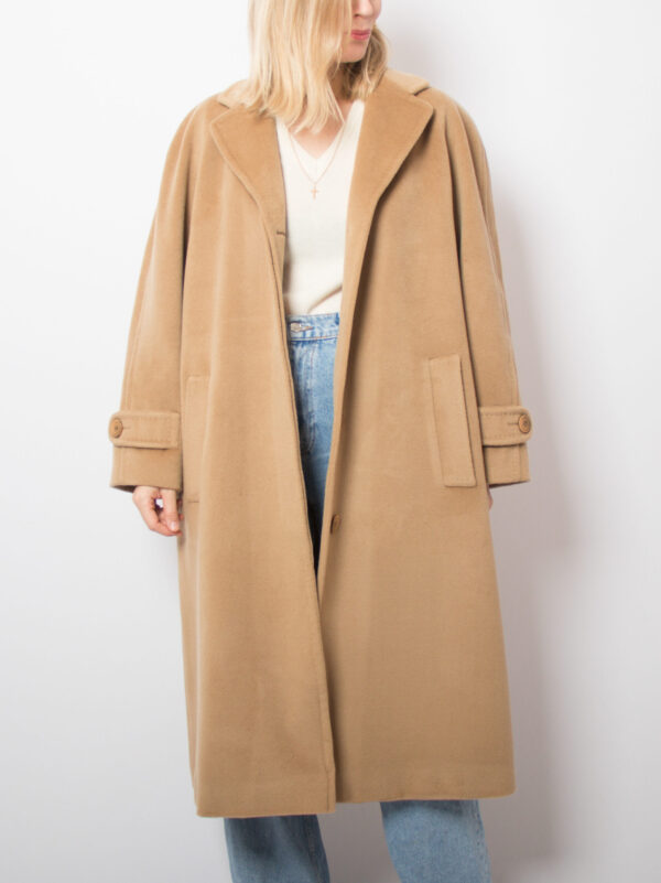 Vintage Camel Coat with Belt - Image 2