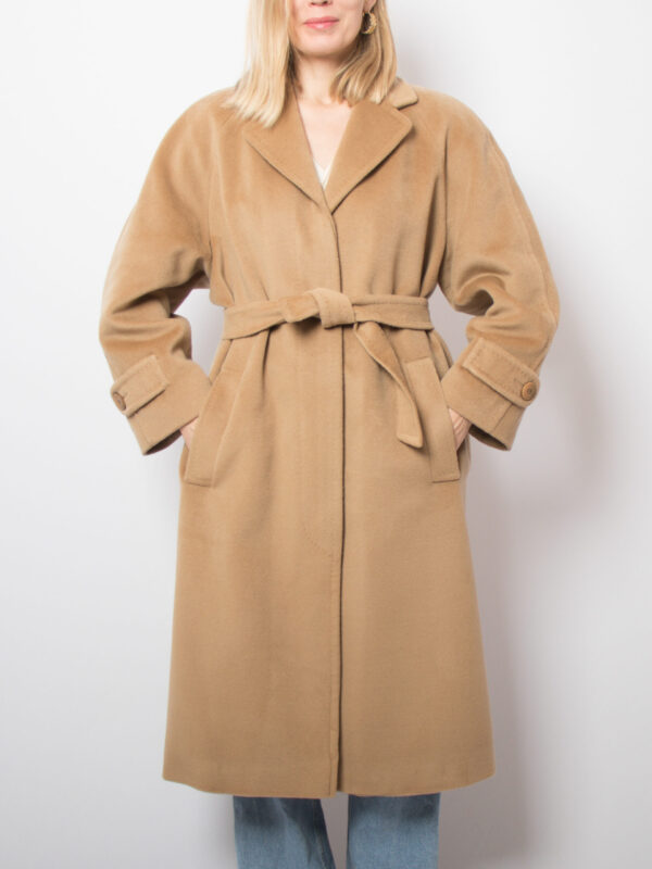 Vintage Camel Coat with Belt - Image 6