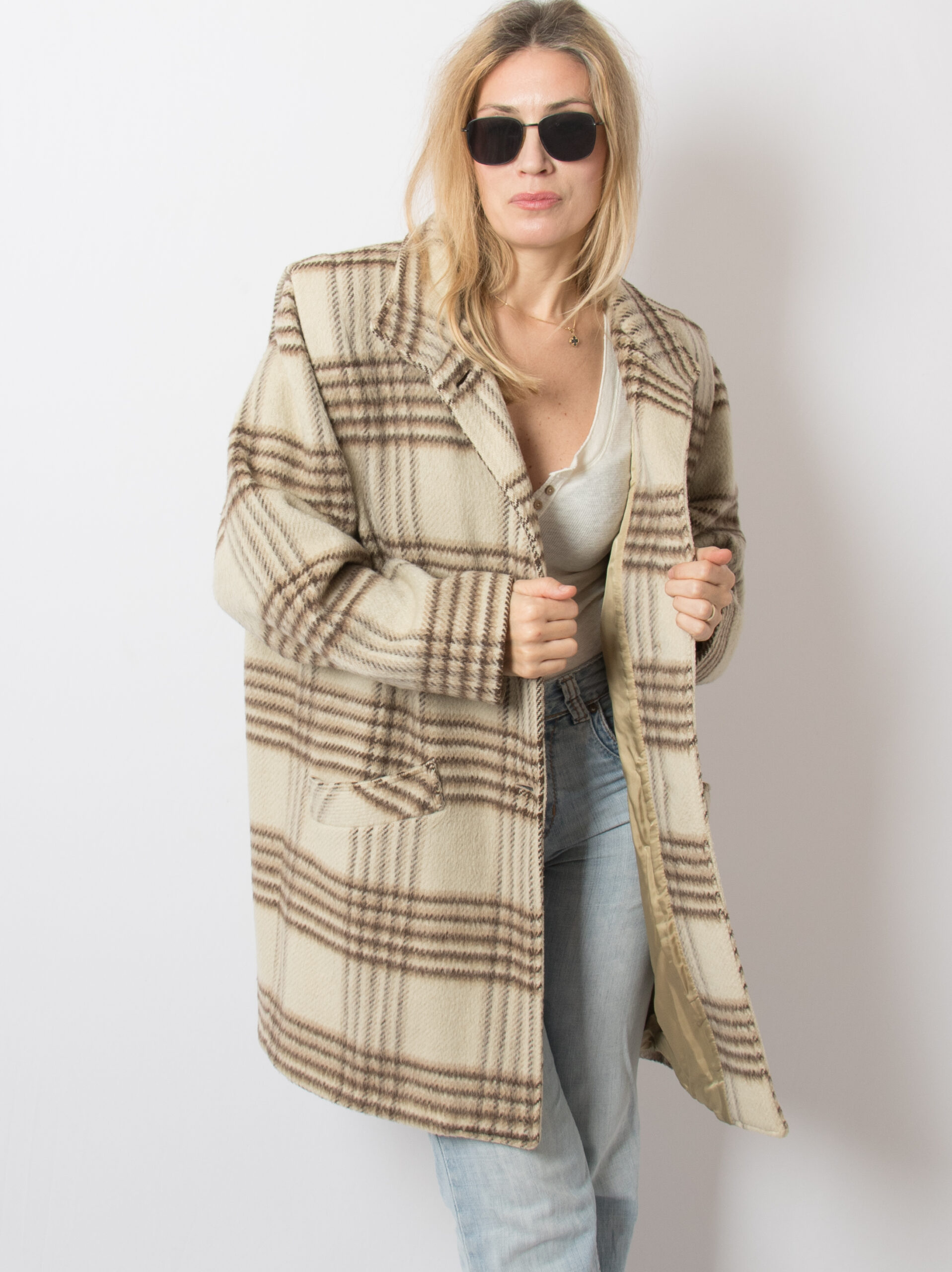 Vintage Beige Plaid Coat Vintage Beige Plaid Coat