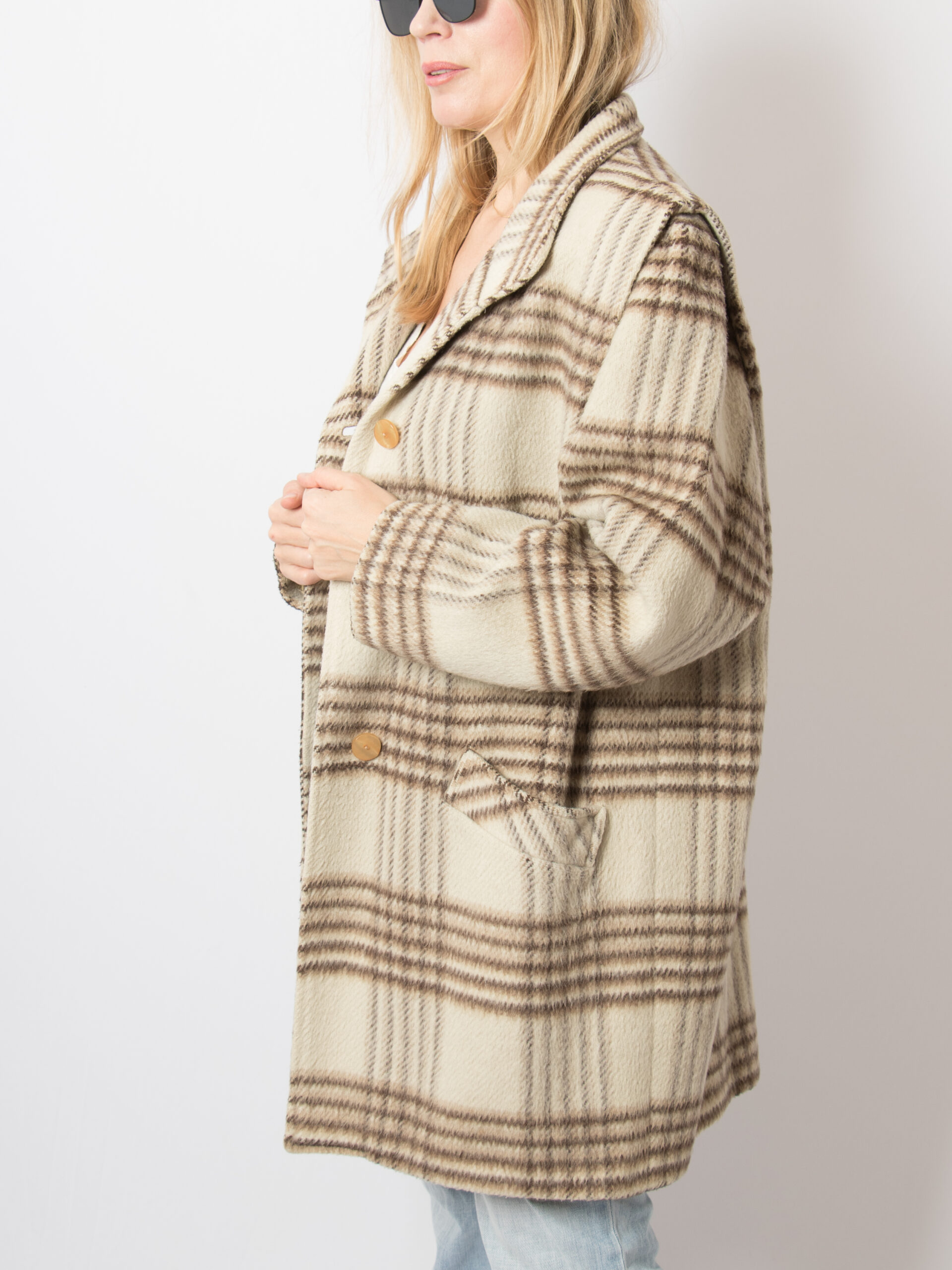 Vintage Beige Plaid Coat Vintage Beige Plaid Coat - Image 3