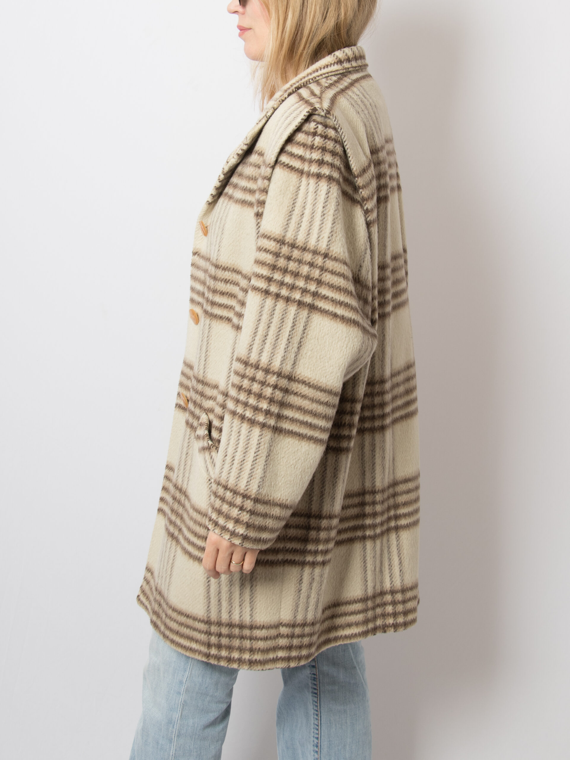 Vintage Beige Plaid Coat Vintage Beige Plaid Coat - Image 4
