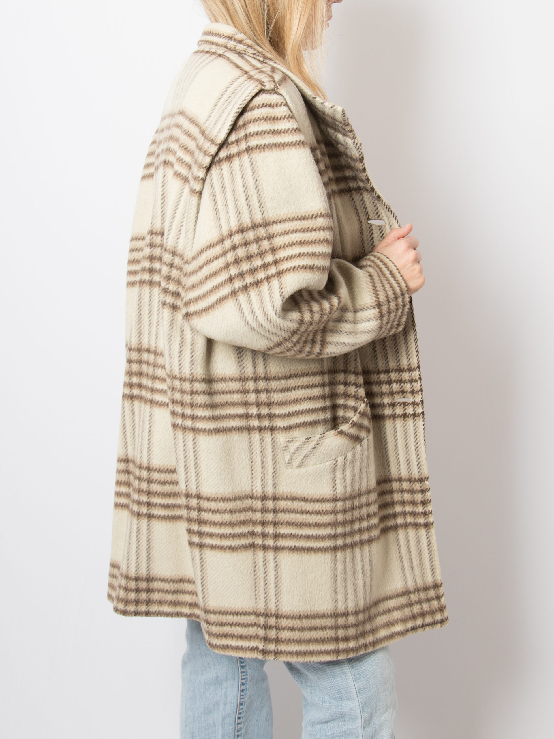 Vintage Beige Plaid Coat Vintage Beige Plaid Coat - Image 6