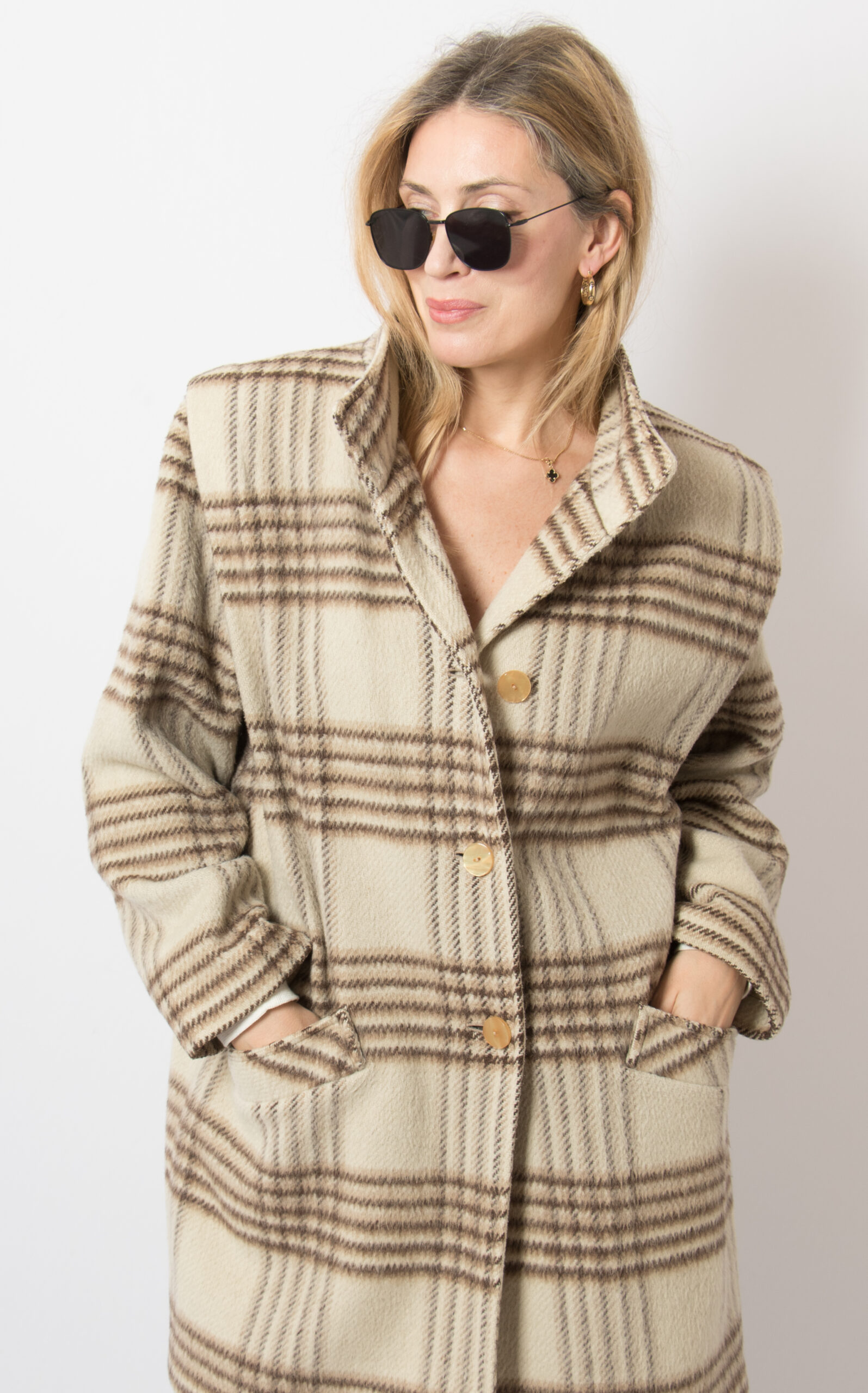 Vintage Beige Plaid Coat Vintage Beige Plaid Coat - Image 8
