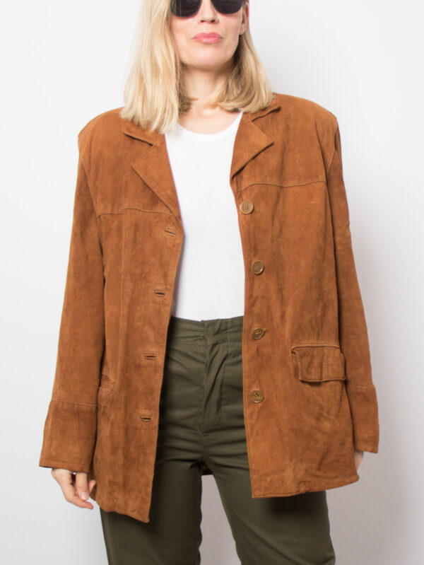 Vintage Cognac Suede Jacket - Image 2