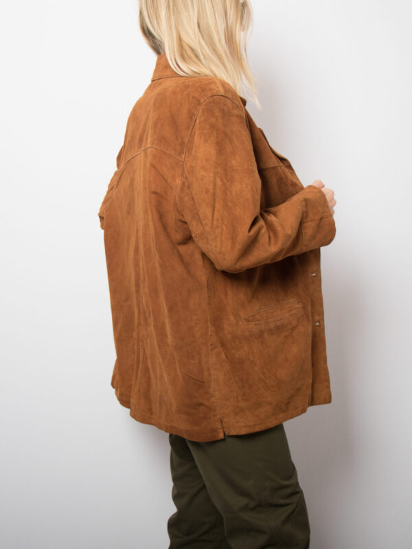 Vintage Cognac Suede Jacket - Image 5