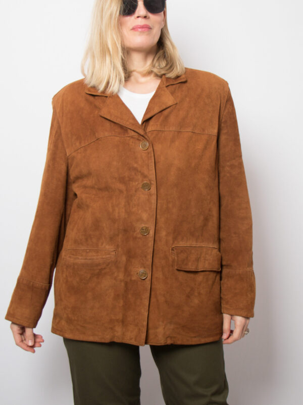 Vintage Cognac Suede Jacket - Image 6