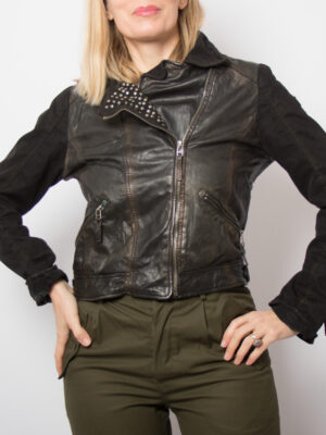 Edgy Vintage Cropped Biker Jacket by GYPSY