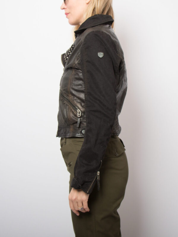 Edgy Vintage Cropped Biker Jacket by GYPSY - Image 3