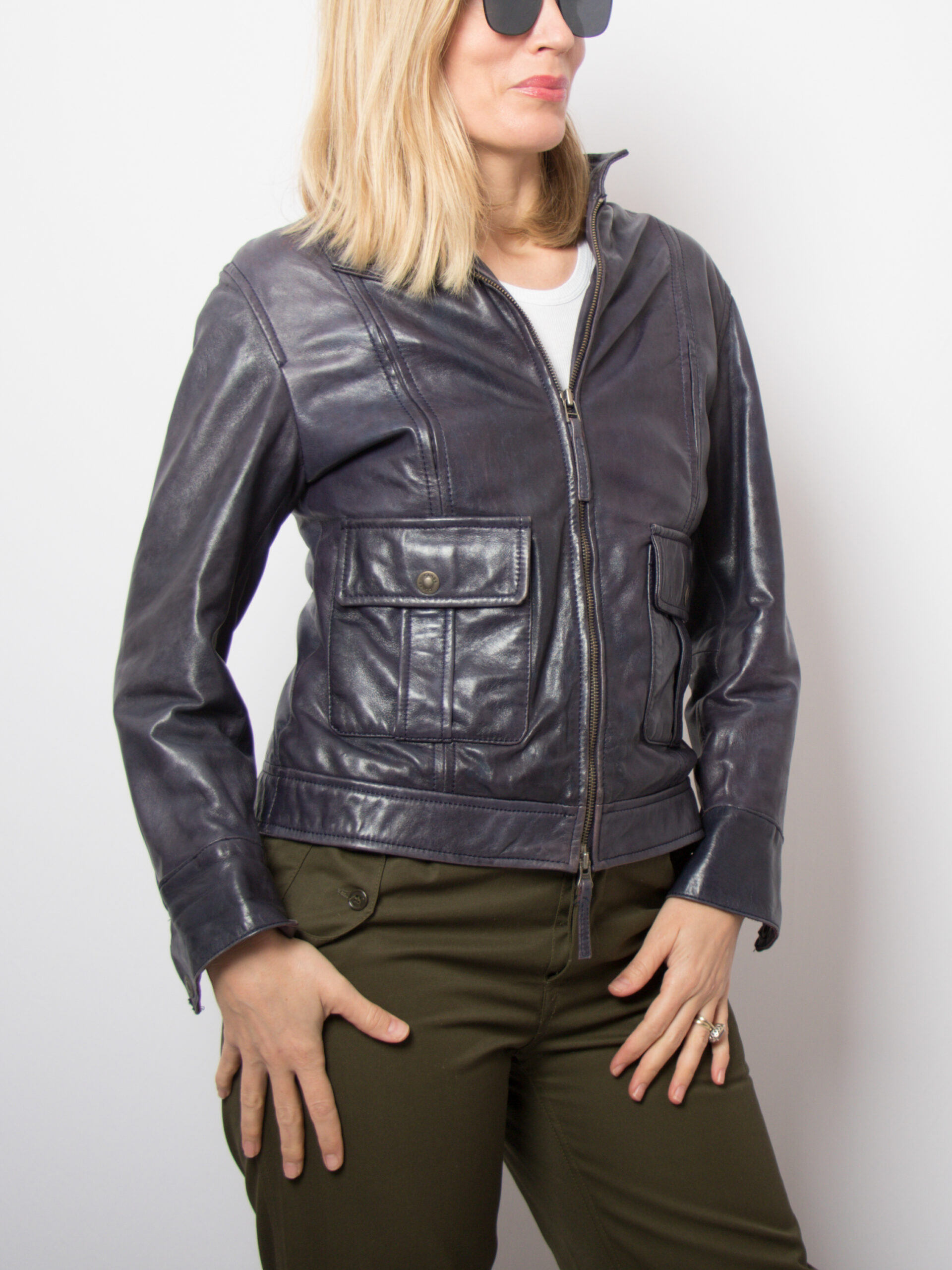 Vintage CLASS Blue Leather Jacket Vintage CLASS Blue Leather Jacket - Image 4