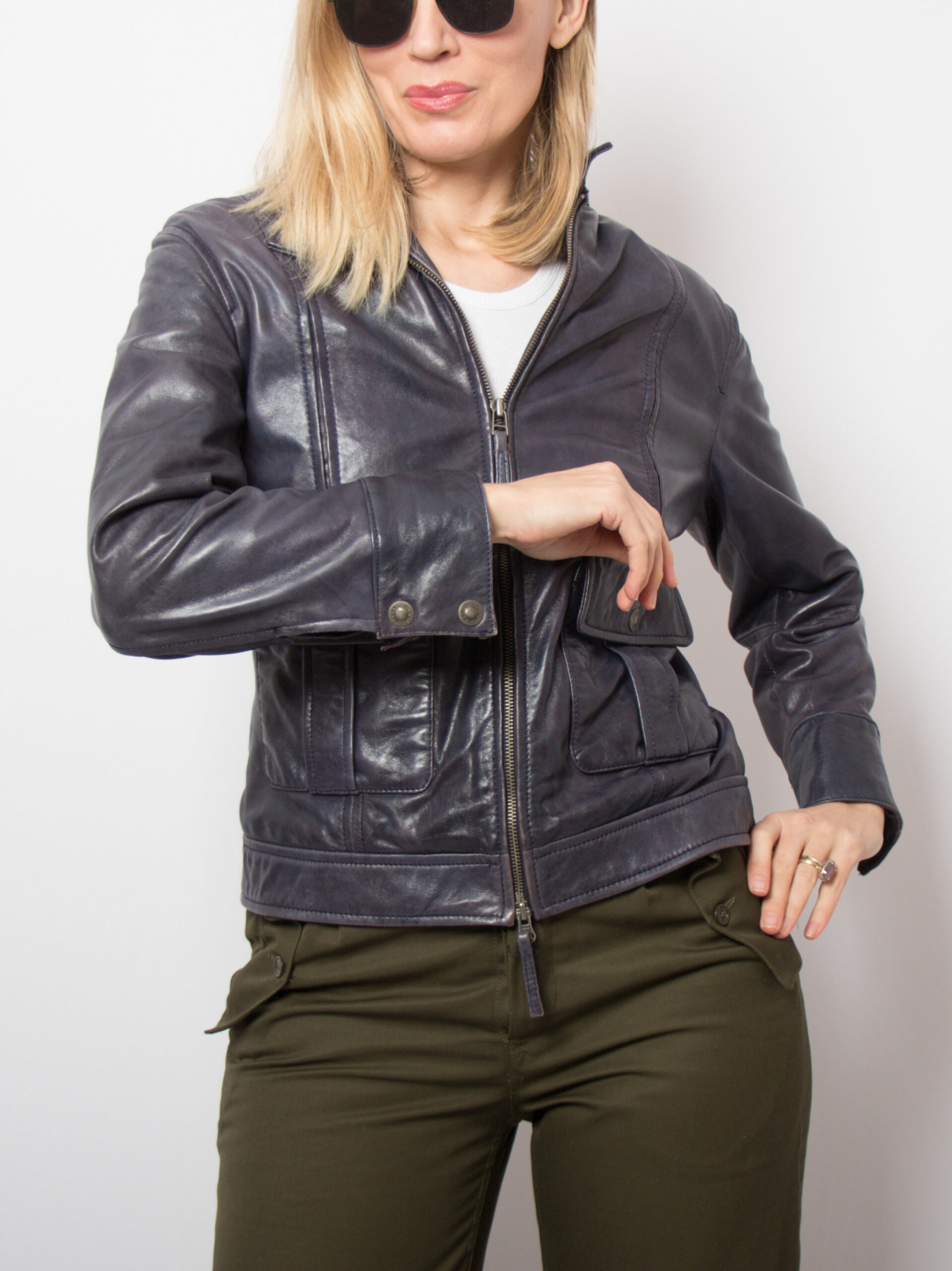 Vintage CLASS Blue Leather Jacket Vintage CLASS Blue Leather Jacket - Image 5