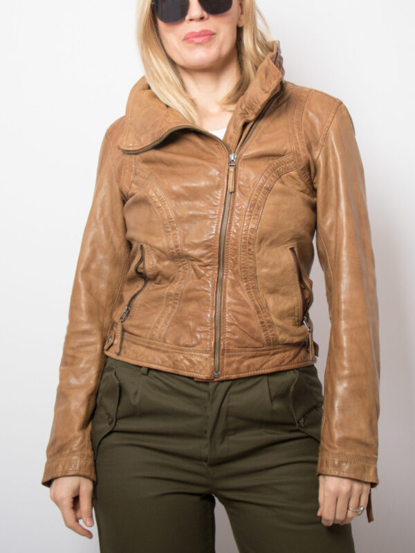 Vintage OAKWOOD Camel Leather Jacket - Image 2