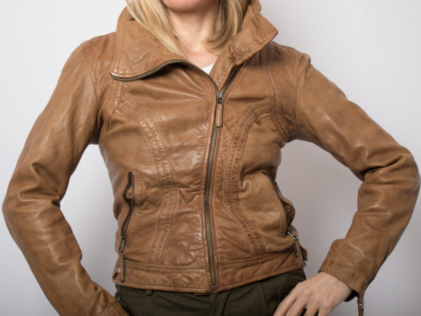 Vintage OAKWOOD Camel Leather Jacket - Image 3