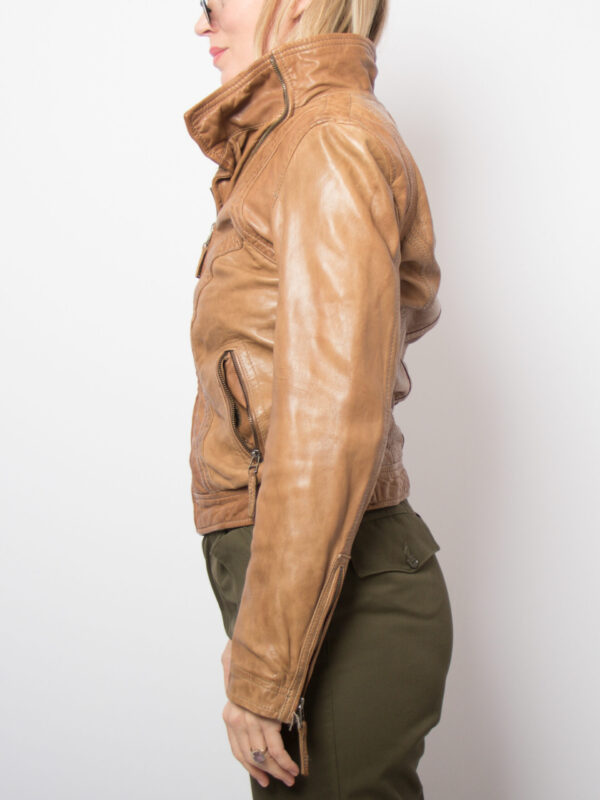 Vintage OAKWOOD Camel Leather Jacket - Image 4