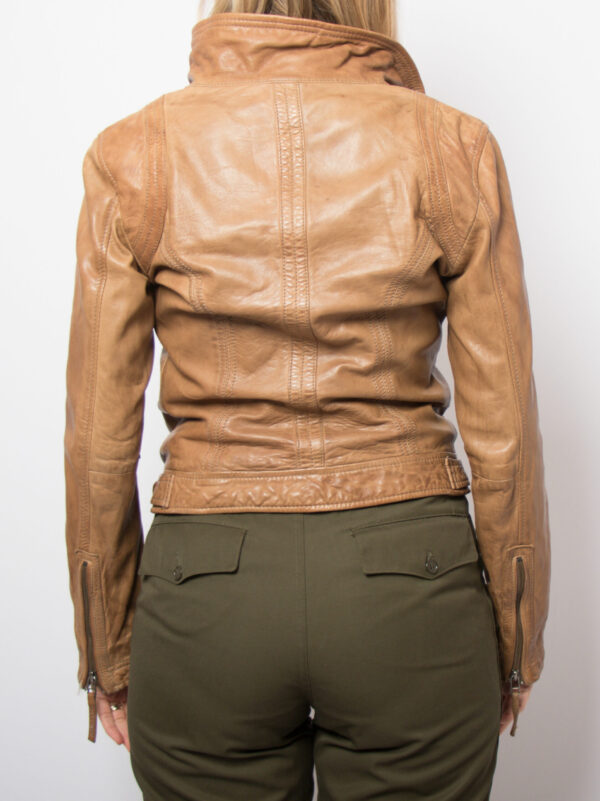Vintage OAKWOOD Camel Leather Jacket - Image 5