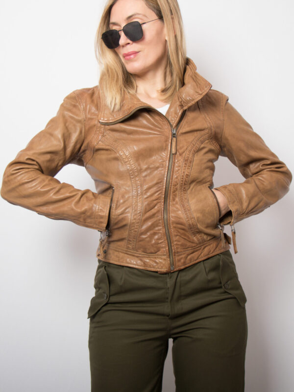 Vintage OAKWOOD Camel Leather Jacket - Image 7