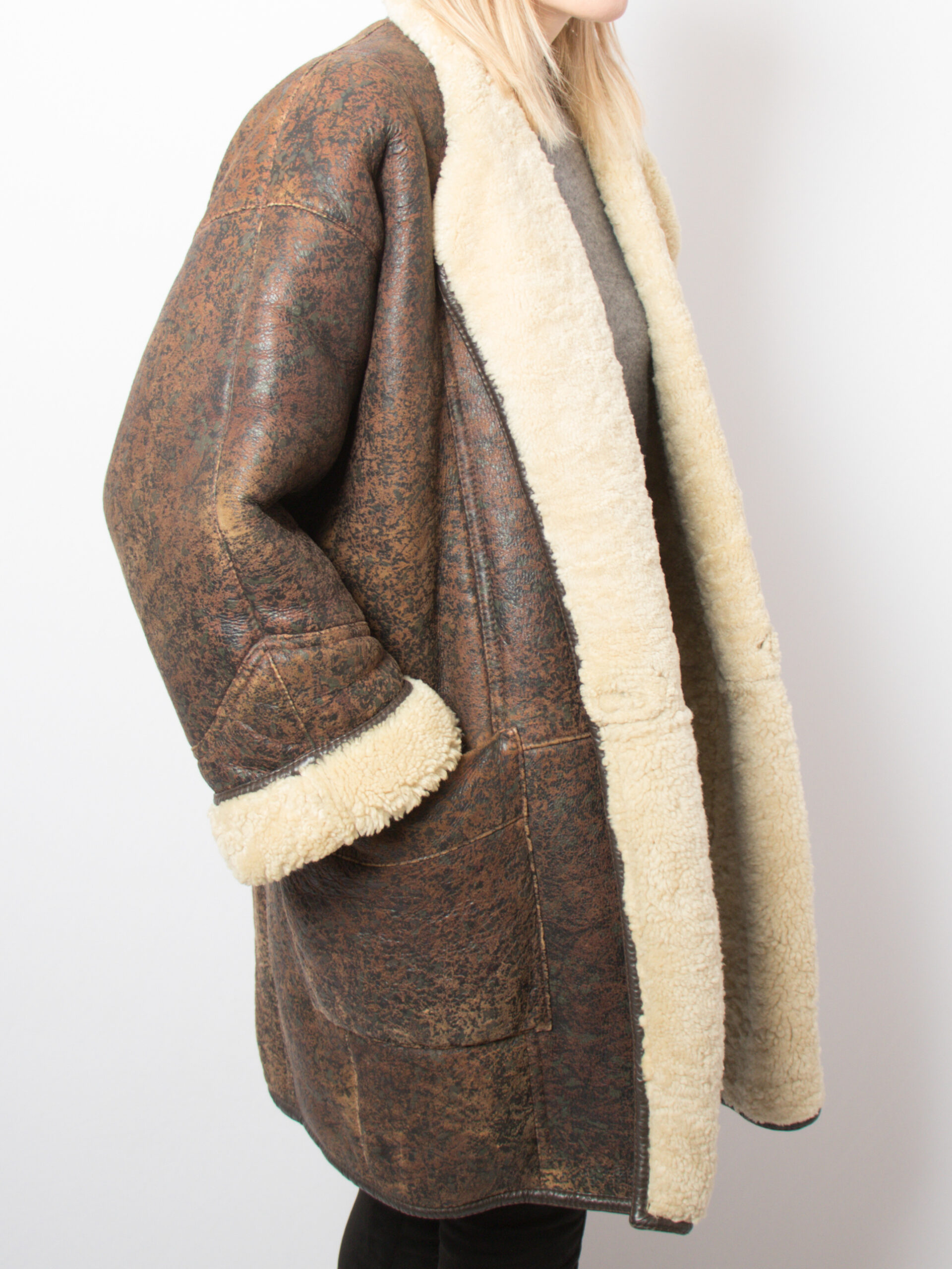 Vintage Shearling Jacket Oversized Vintage Shearling Jacket Oversized - Image 4
