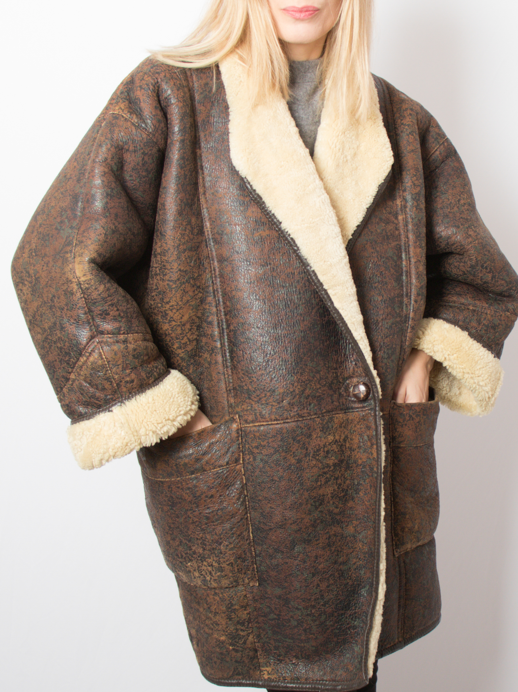Vintage Shearling Jacket Oversized Vintage Shearling Jacket Oversized - Image 5