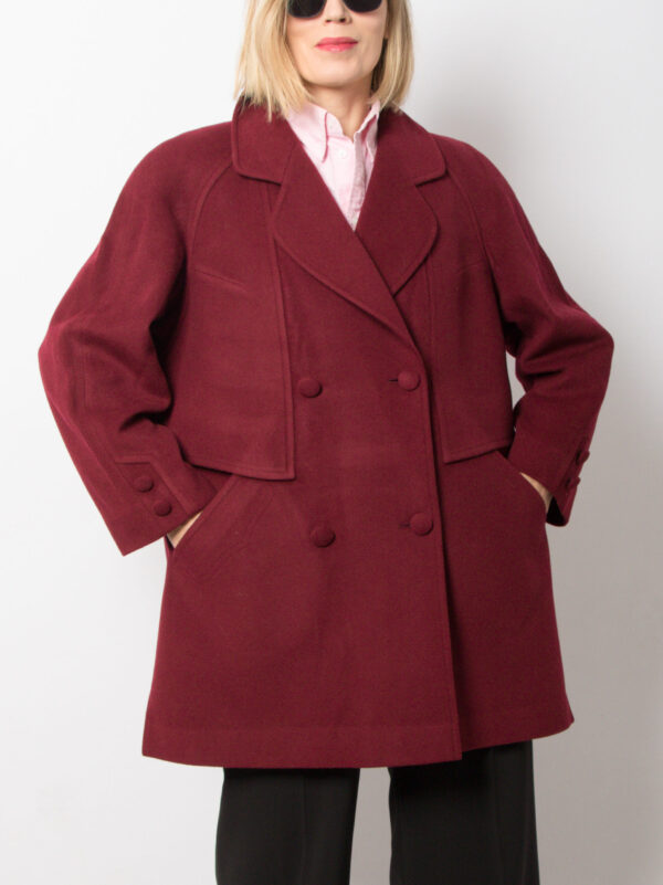 90s Oversized Burgundy Cashmere Coat