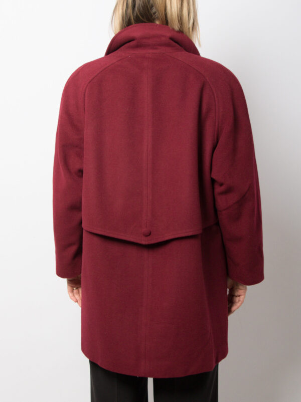 90s Oversized Burgundy Cashmere Coat - Image 4