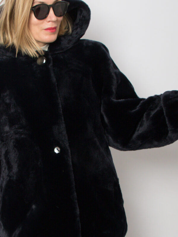 Vintage Hooded Faux Fur Coat - Image 2