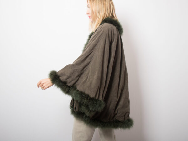Vintage Velvet Cloak with Ostrich Feather Trim - Image 2