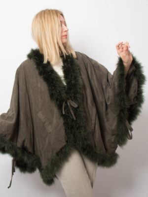 Vintage Velvet Cloak with Ostrich Feather Trim