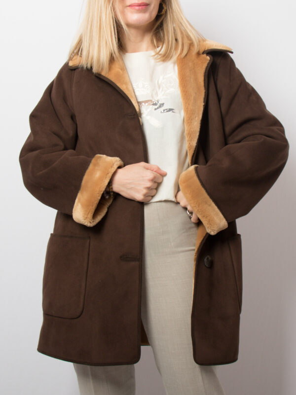 Vintage Faux Suede Shearling Jacket