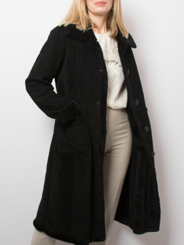 Vintage Black Sherpa Coat - Image 2