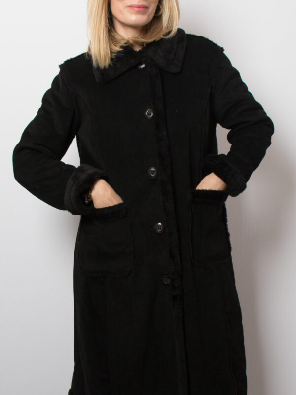 Vintage Black Sherpa Coat - Image 3