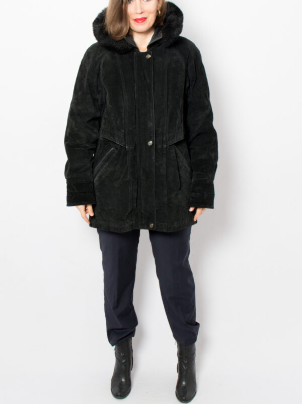 Vintage Suede Hooded Leather Jacket - Image 2