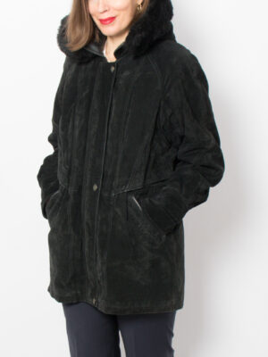 Vintage Suede Hooded Leather Jacket