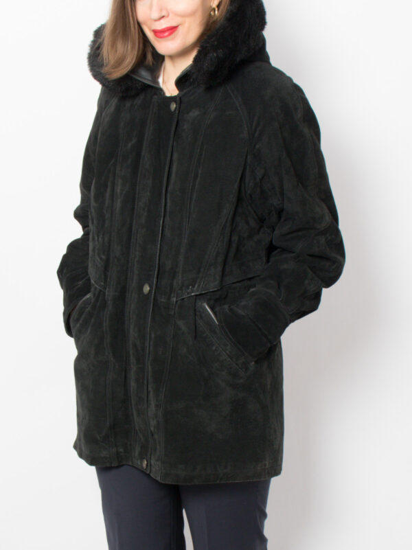 Vintage Suede Hooded Leather Jacket