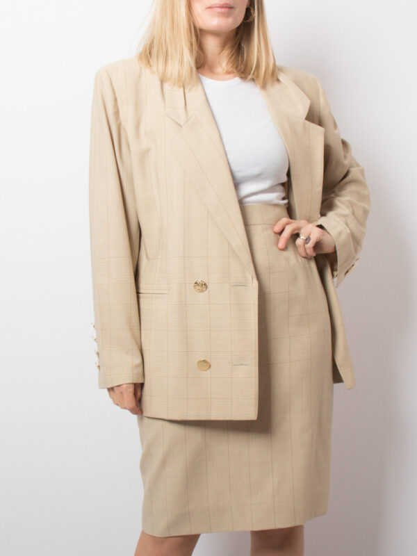 80s Plaid Wool Skirt Set by Fontana Milano - Image 5